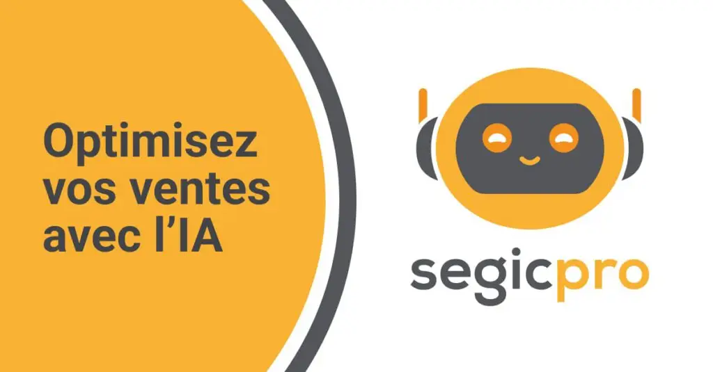 Logo SegicPro avec un visuel d’intelligence artificielle et le message “Optimisez vos ventes