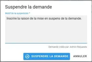 suspendre la demande