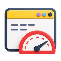 E interface web accompagnée d'un indicateur de performance, illustrant un accès rapide et efficace
