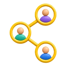 Trois personnes connectées entre elles, illustrant la collaboration et la connexion