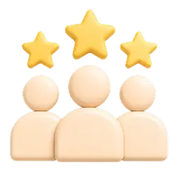 E équipe de trois personnes sous trois étoiles, illustrant une expérience employé de qualité