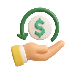 E main tenant une pièce de monnaie entourée d'une flèche circulaire, illustrant les paiements